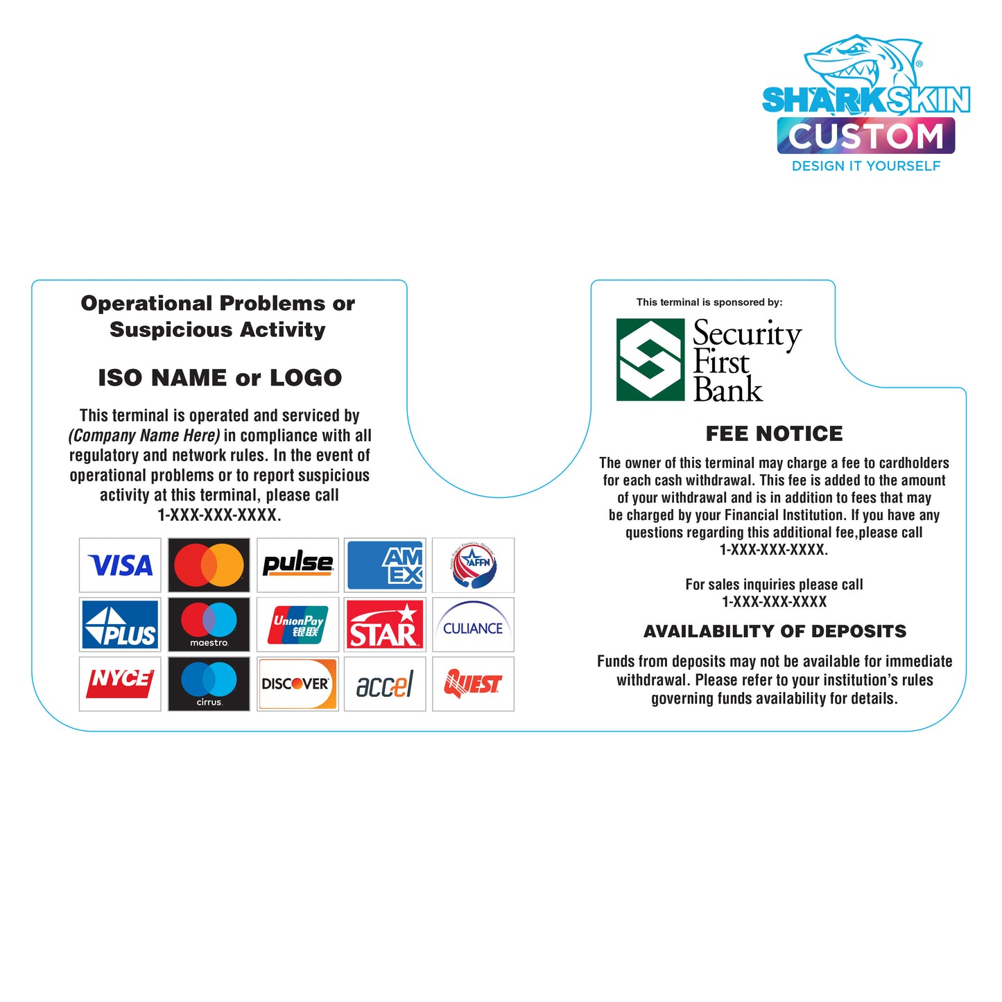 Security First Bank Genmega Onyx Dispenser Decal