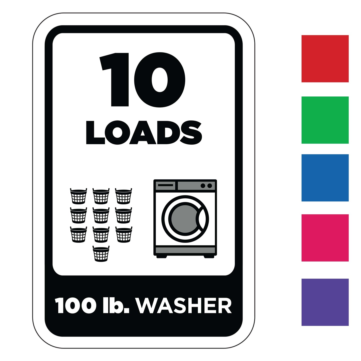 100 lb Washer Rectangle Decal available in 5 colors
