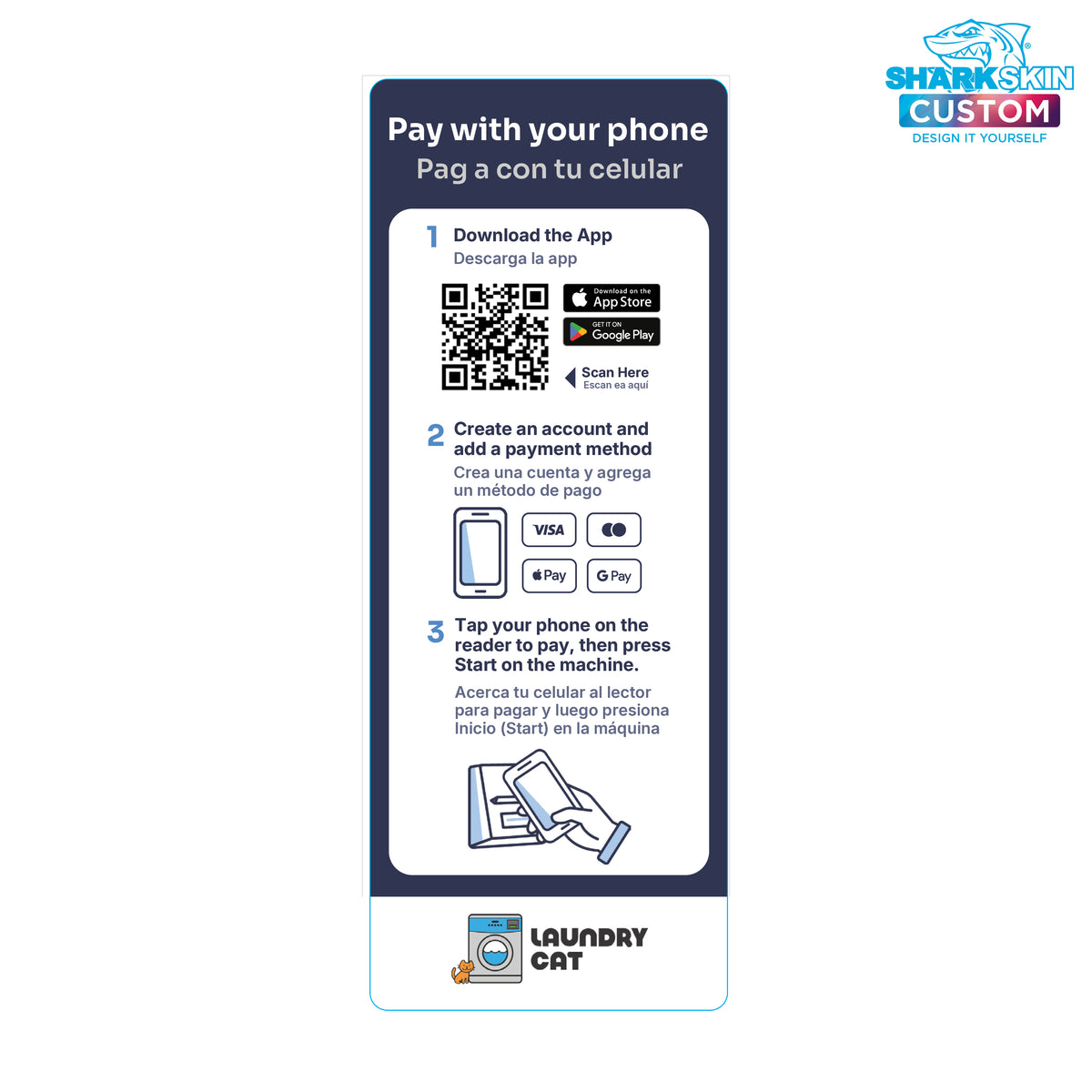 Laundry Cat Instructions Decal - 2.5"x6.5" (Bilingual)