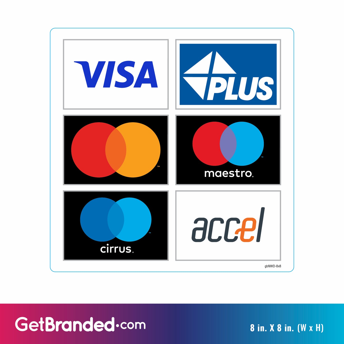 Customizable Six Payment Network Decal (8"x8")