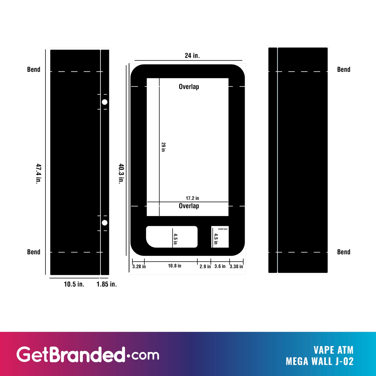 Measurements for Vape ATM Mega Wall Kiosk SharkSkin® Wrap