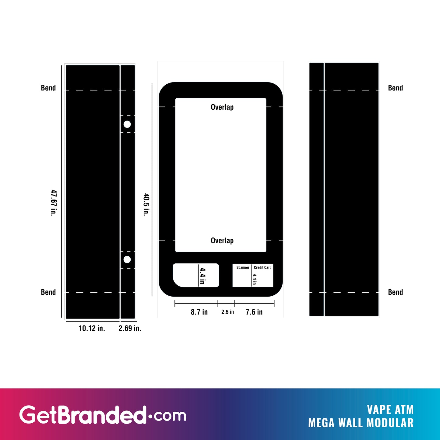 Measurements for Vape ATM Mega Wall Kiosk SharkSkin® Wrap