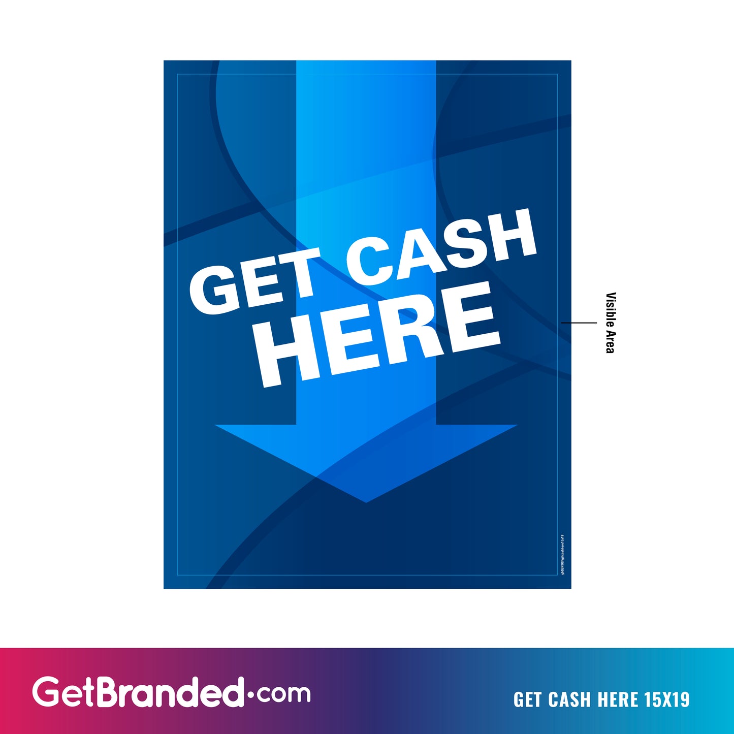 Get Cash Here Blue ATM Generic Topper Insert