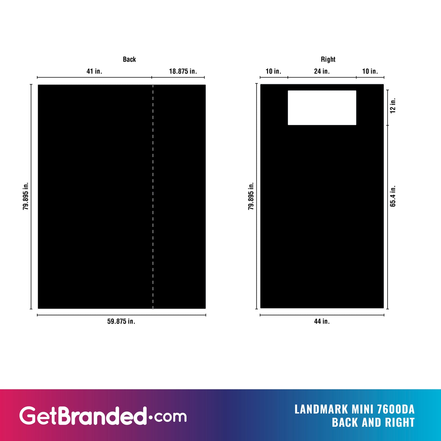 Landmark Mini 7600DA Back and Right Template.