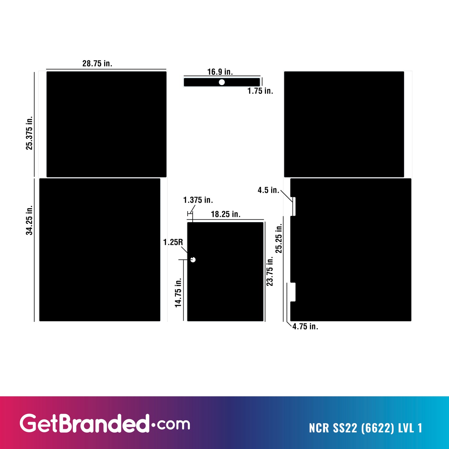 NCR SS22 (6622) ATM Wrap with Level One Safe Template.