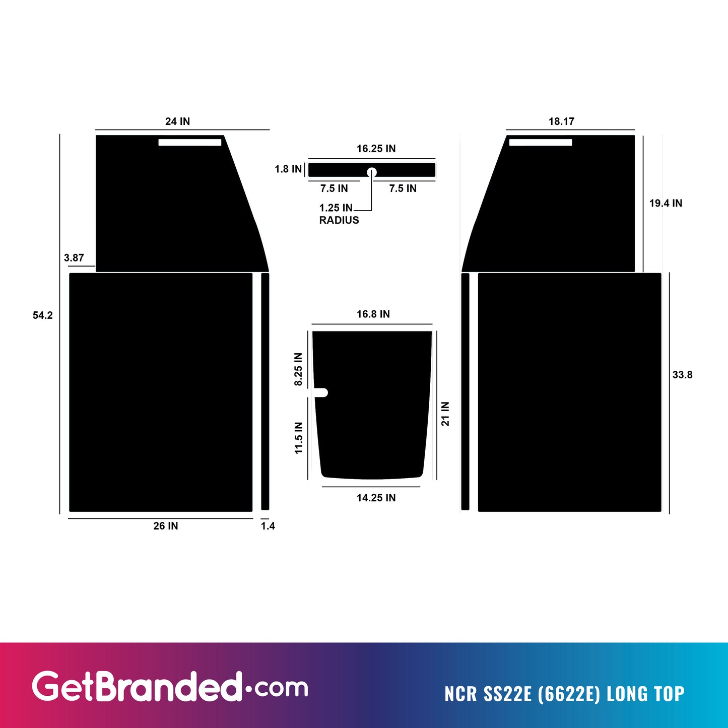 NCR SS22e (6622e) ATM Wrap - Long Top Template.