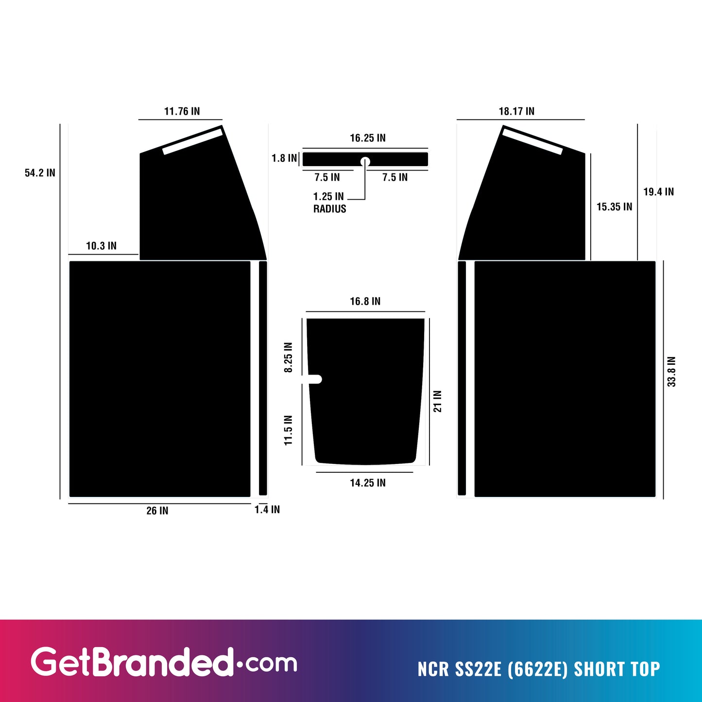 NCR SS22e (6622e) ATM Wrap - Short Top Template.