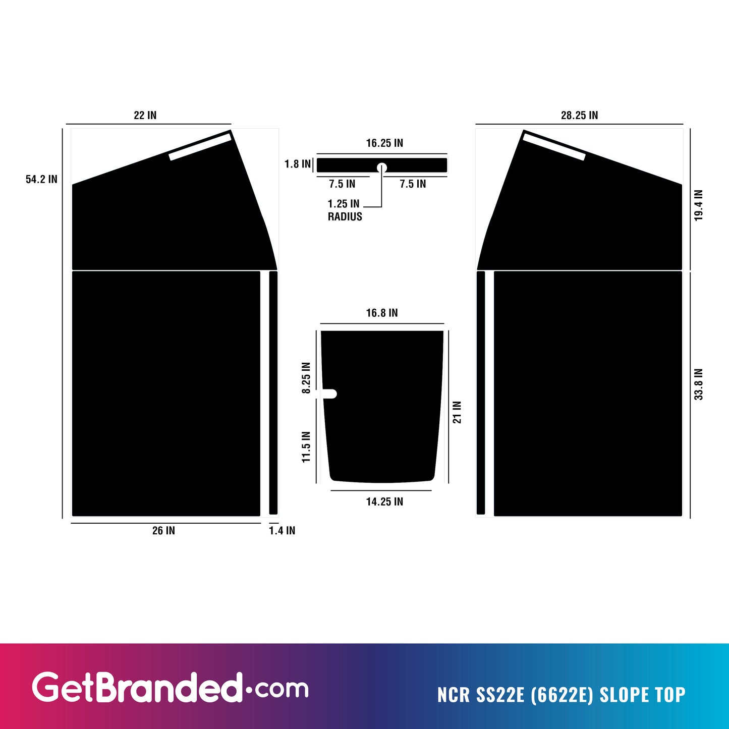 NCR SS22e (6622e) ATM Wrap - Sloped Top Template.