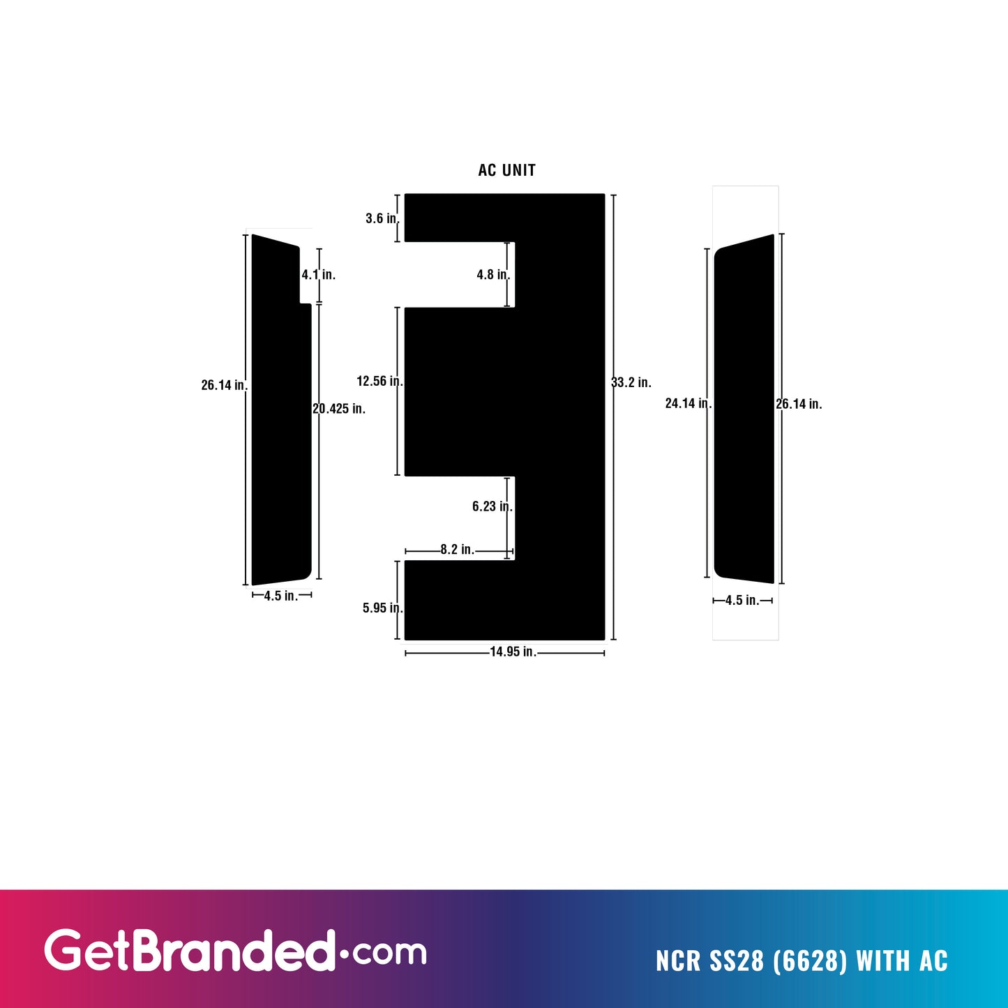 NCR SS28 (6628) ATM Wrap with AC Unit Template.