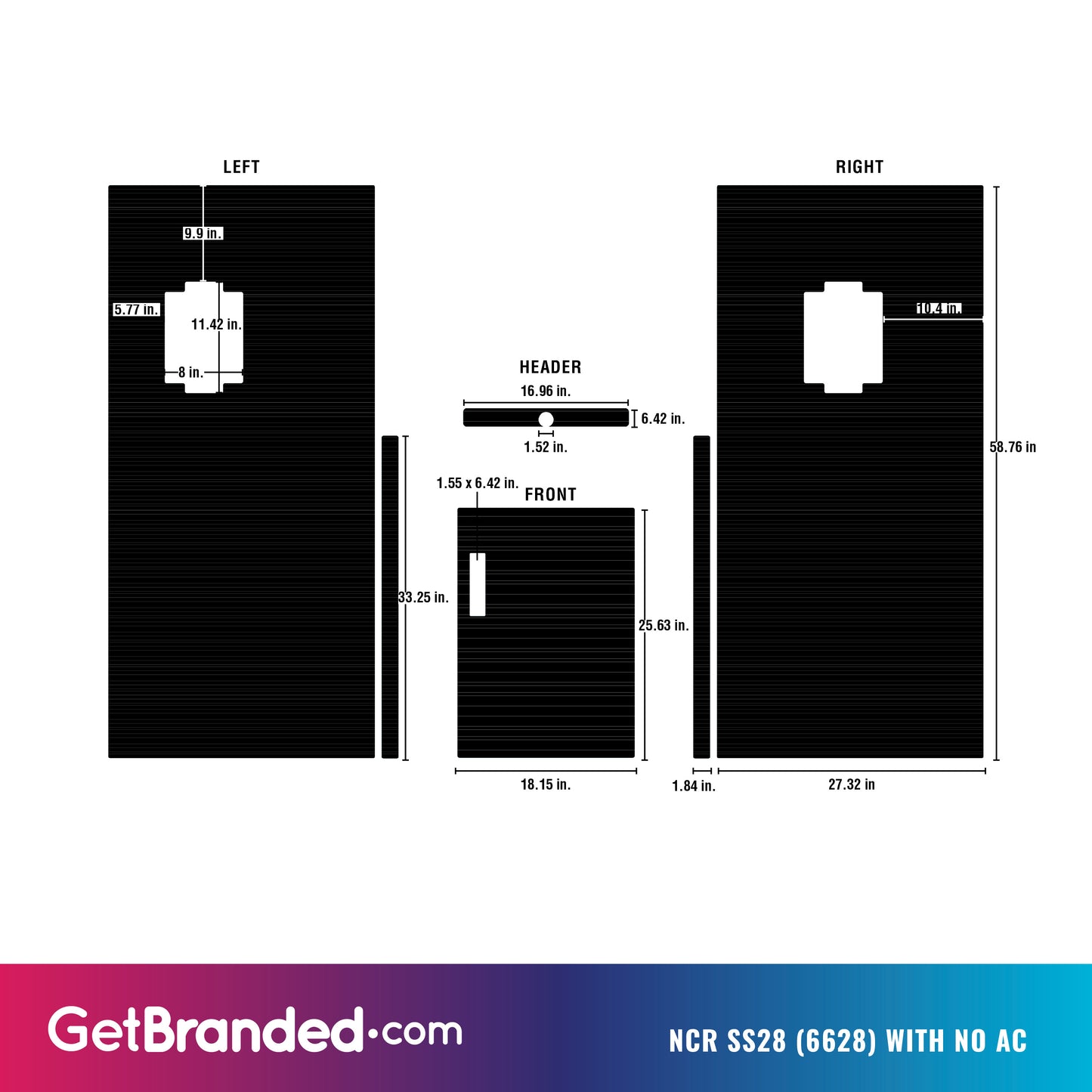 NCR SS28 (6628) ATM Wrap Template.