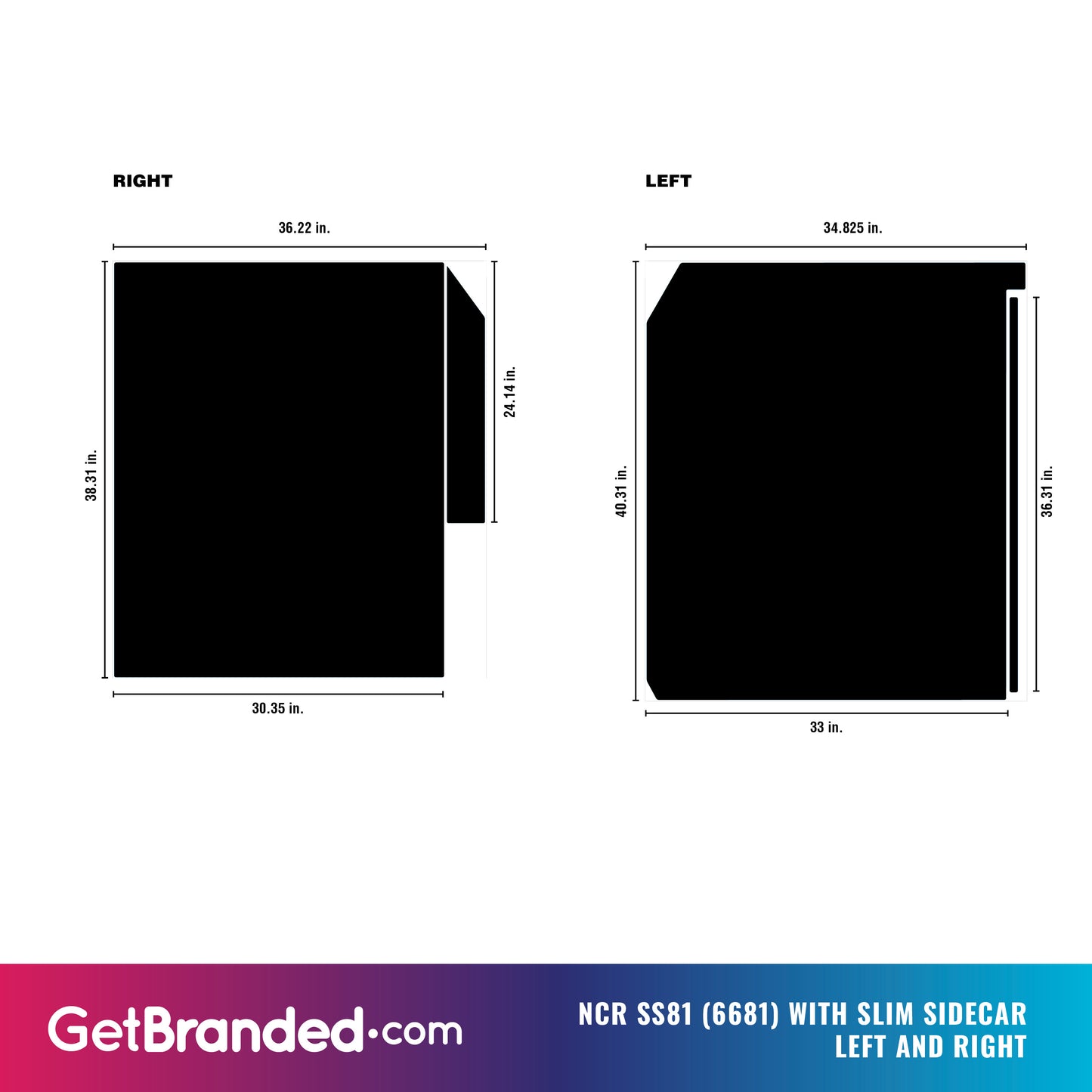 NCR SS81 (6681) ATM Wrap with Slim Sidecar Left & Right Template.