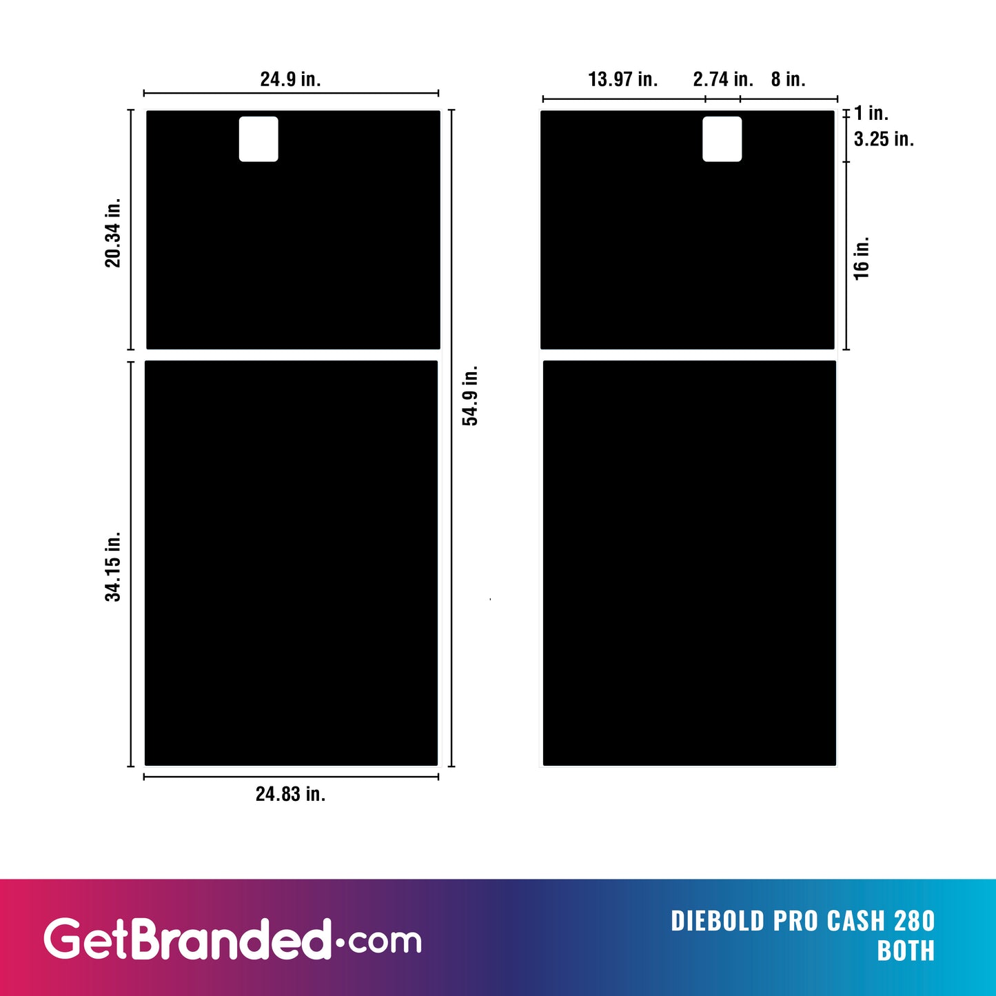 Diebold Pro Cash 280 both side panels dimensions