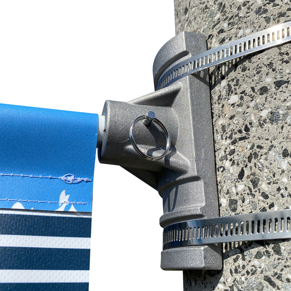 Close up of banner bracket