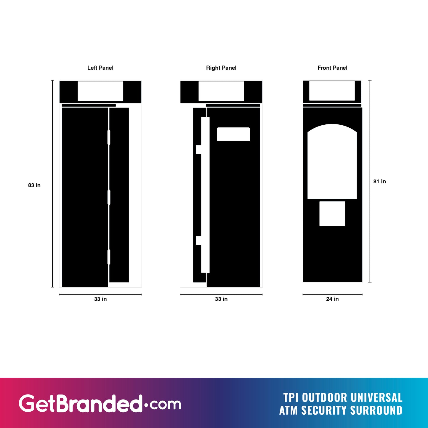 TPI Outdoor Universal ATM Kiosk Enclosure with Removable Topper Wrap