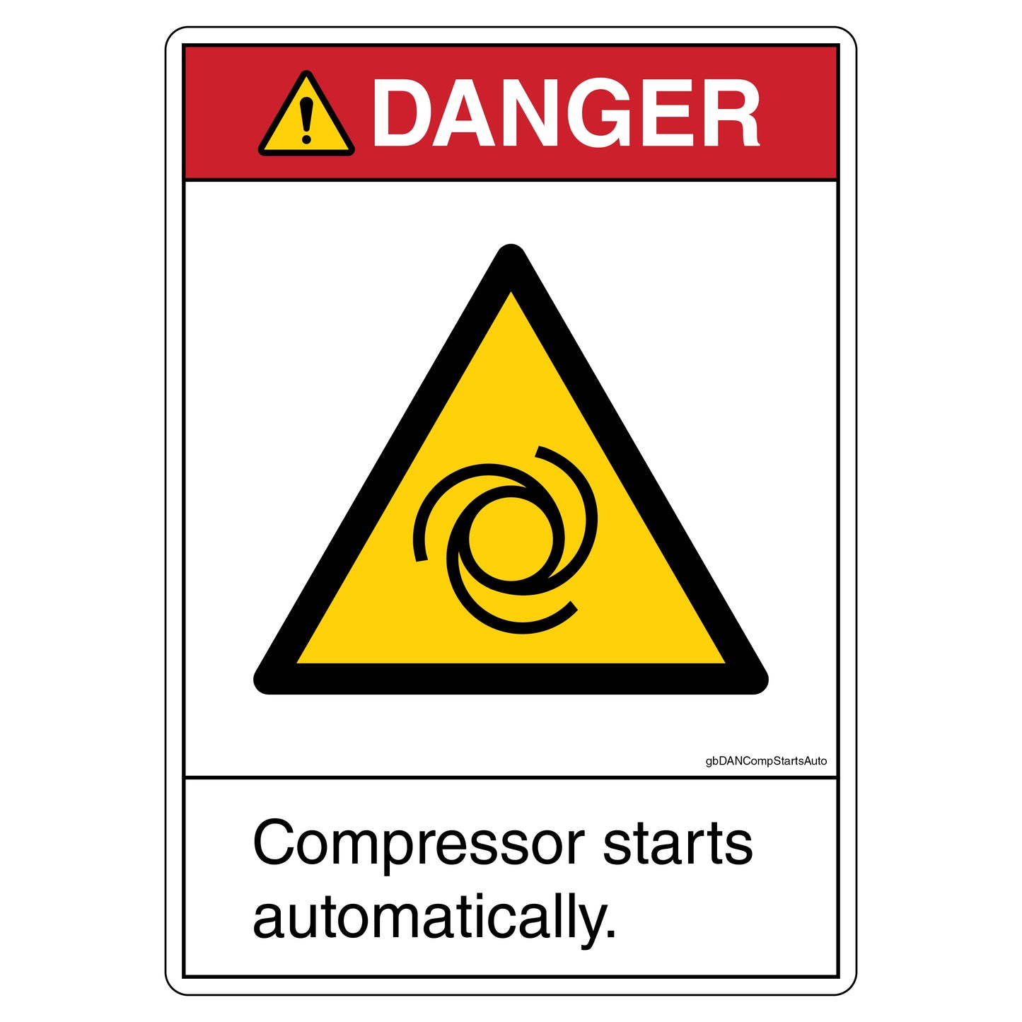 Danger Compressor Starts Automatically Decal. 