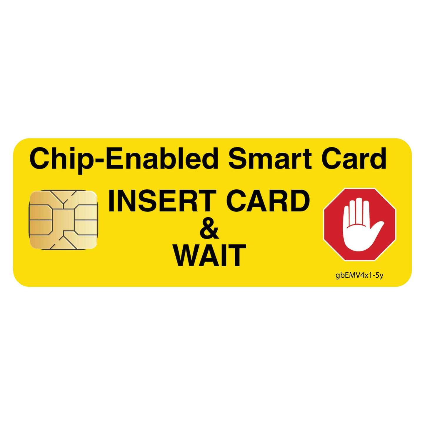 Chip Enabled Smart Card Decal, Yellow - 4 inches by 1.5 inches in size. 