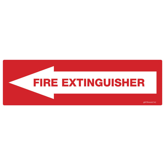 Fire Extinguisher Pointing Left Decal. 7 inches by 2 inches in size. 