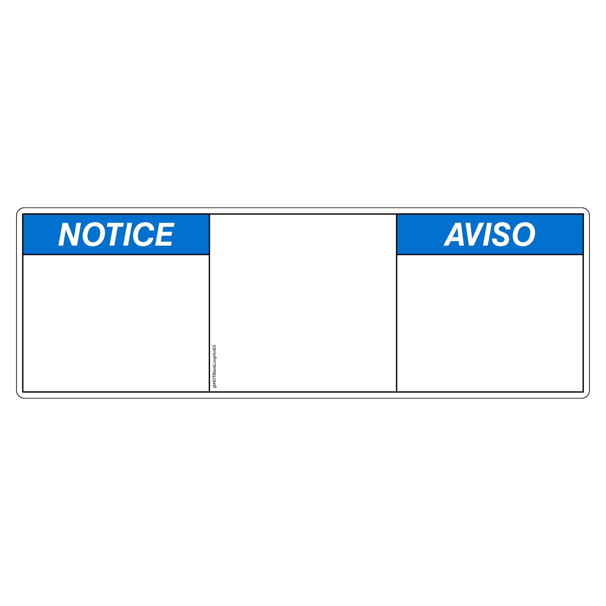 Customizable notice decal for long, bilingual messages