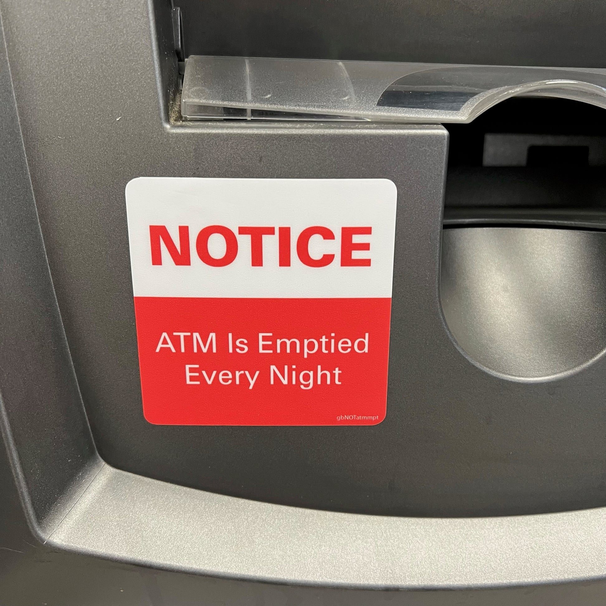 ATM is Emptied Every Night Notice Decal Image.