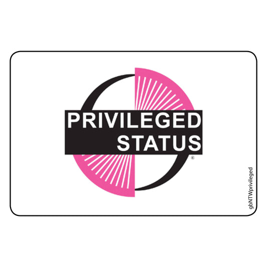 Single Network Decal, Privileged Status . 3 inches by 2 inches in size. 