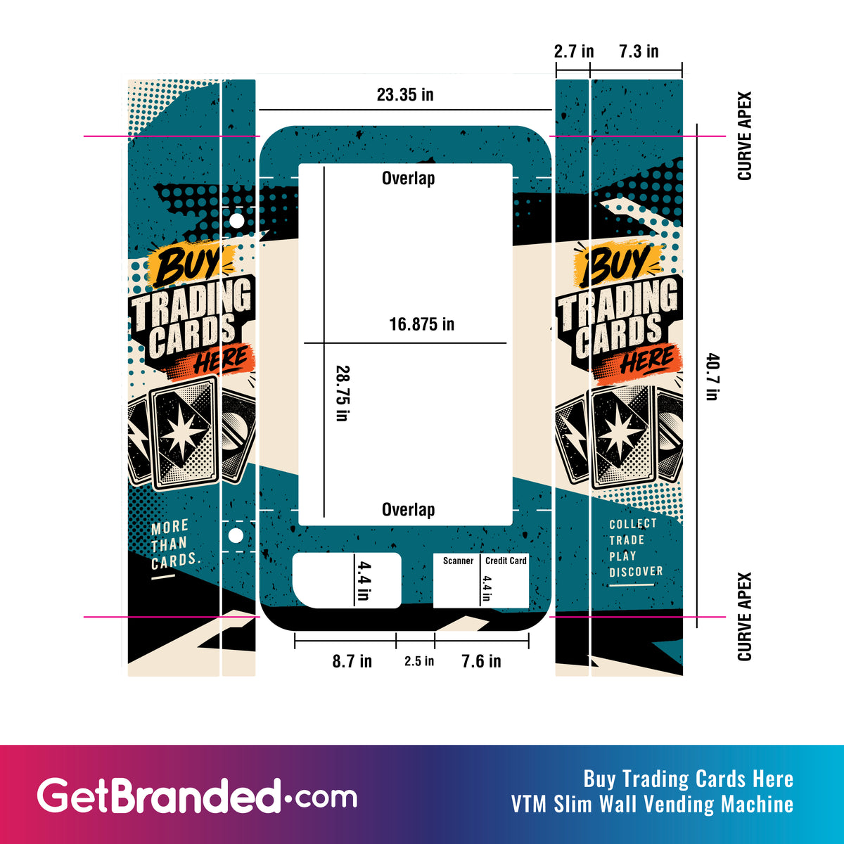 Buy Trading Cards Here VTM Slim Wall Vending Machine Wrap