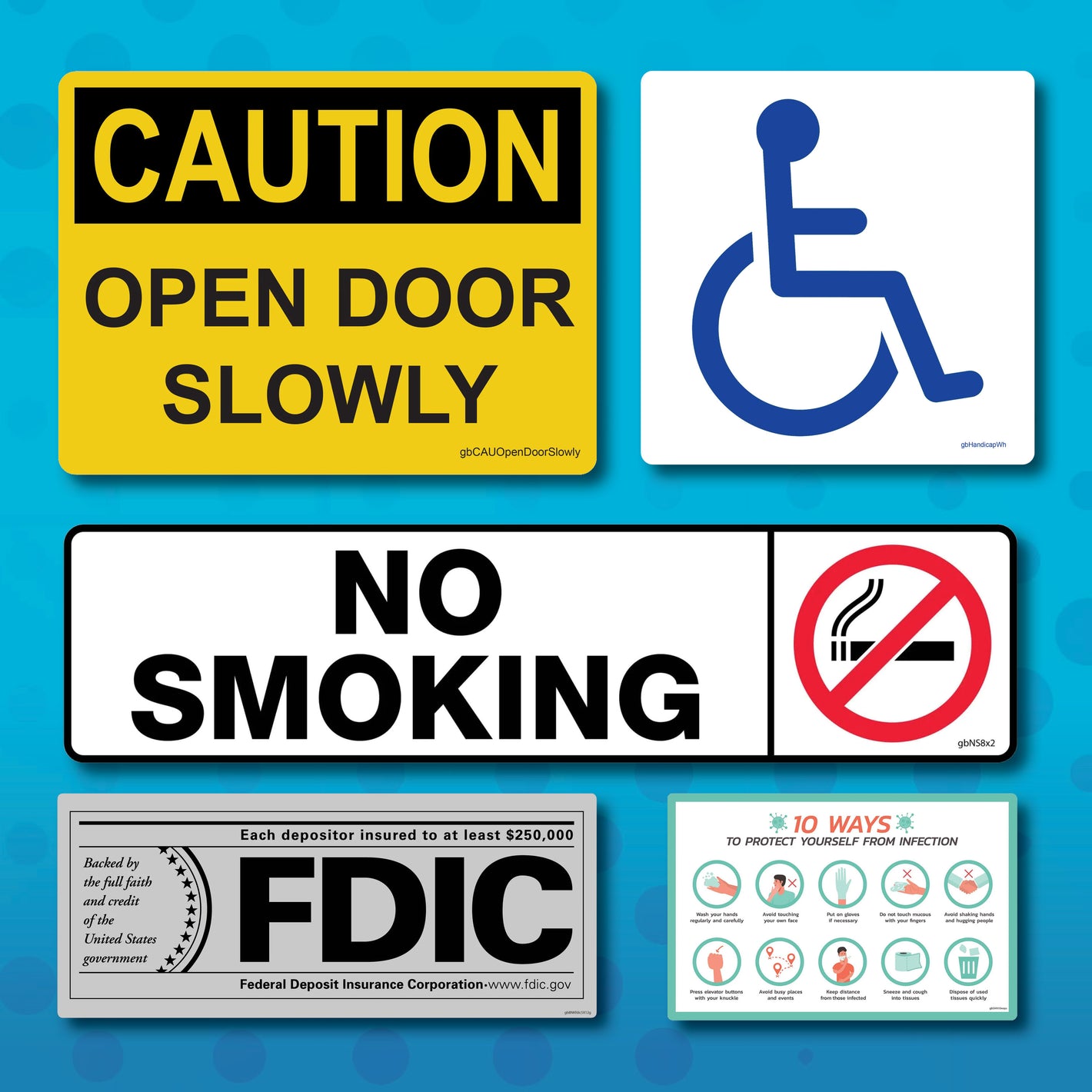 Decals and signage for any business. Let your customers know your policies, place warnings, and identify as ADA compatible.