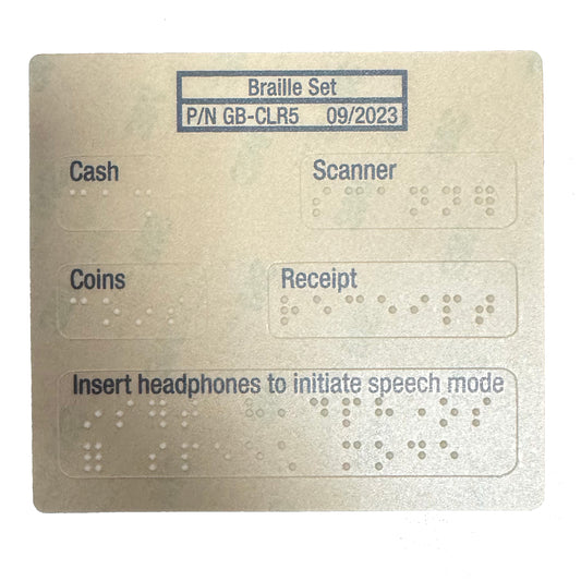 Braille transparente de 5 piezas para quioscos, contadoras de monedas y pago de facturas