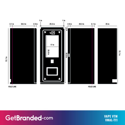 Measurements for Vape ATM Mega Tower SharkSkin® Kiosk Wrap