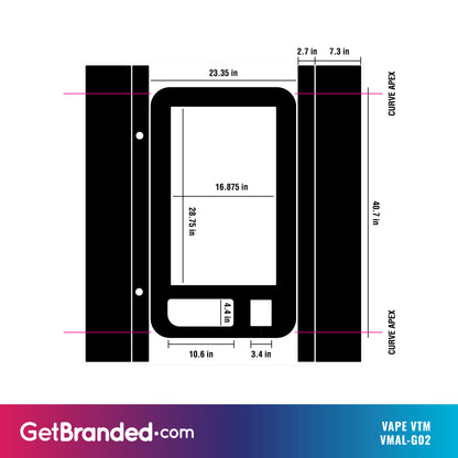 Measurements for Vape ATM Slim Wall Kiosk SharkSkin® Wrap 