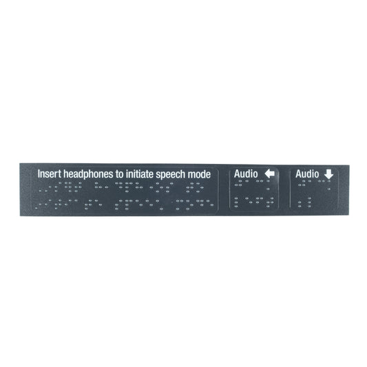 Braille decals with Audio left & down options.