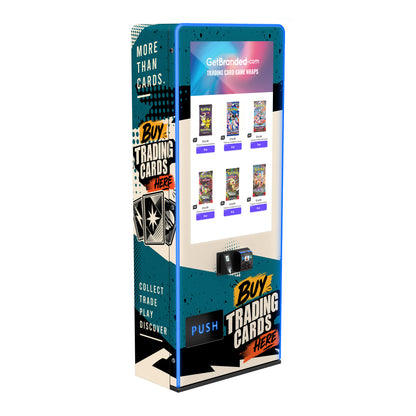 Buy Trading Cards Here VTM Slim Tower 2.0 (No Handles) Vending Machine Wrap
