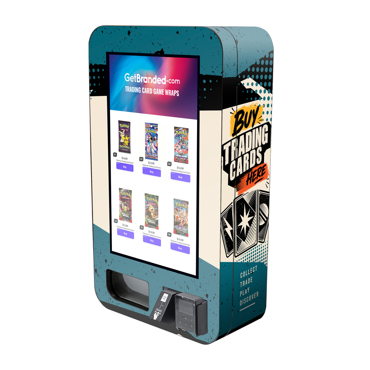 Buy Trading Cards Here VTM Slim Wall Vending Machine Wrap
