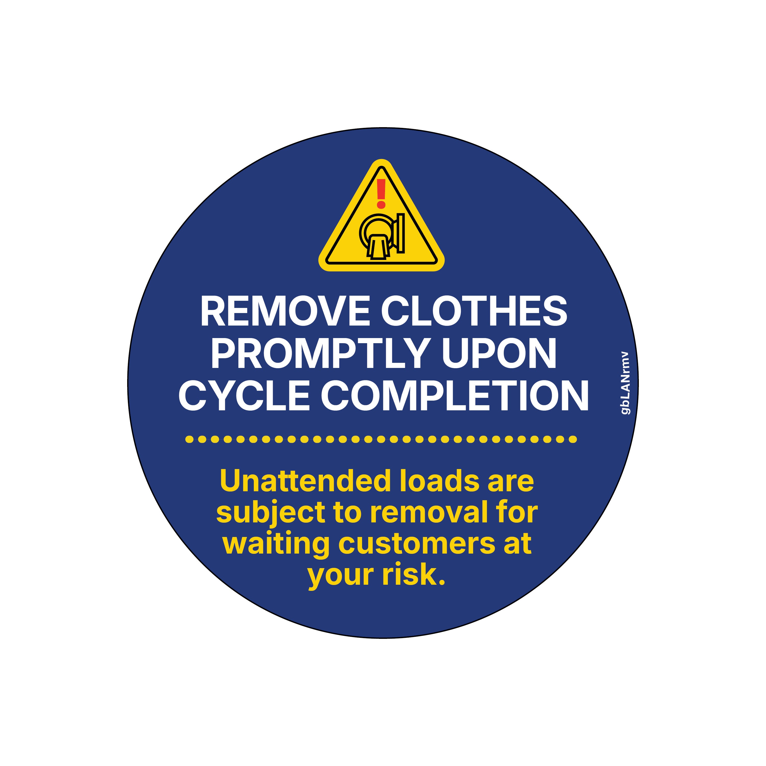 Remove Clothes Promptly Upon Cycle Completion Decal | GetBranded.com