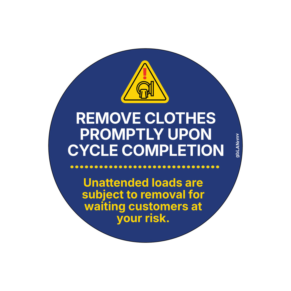 Remove Clothes Promptly Upon Cycle Completion Decal | GetBranded.com