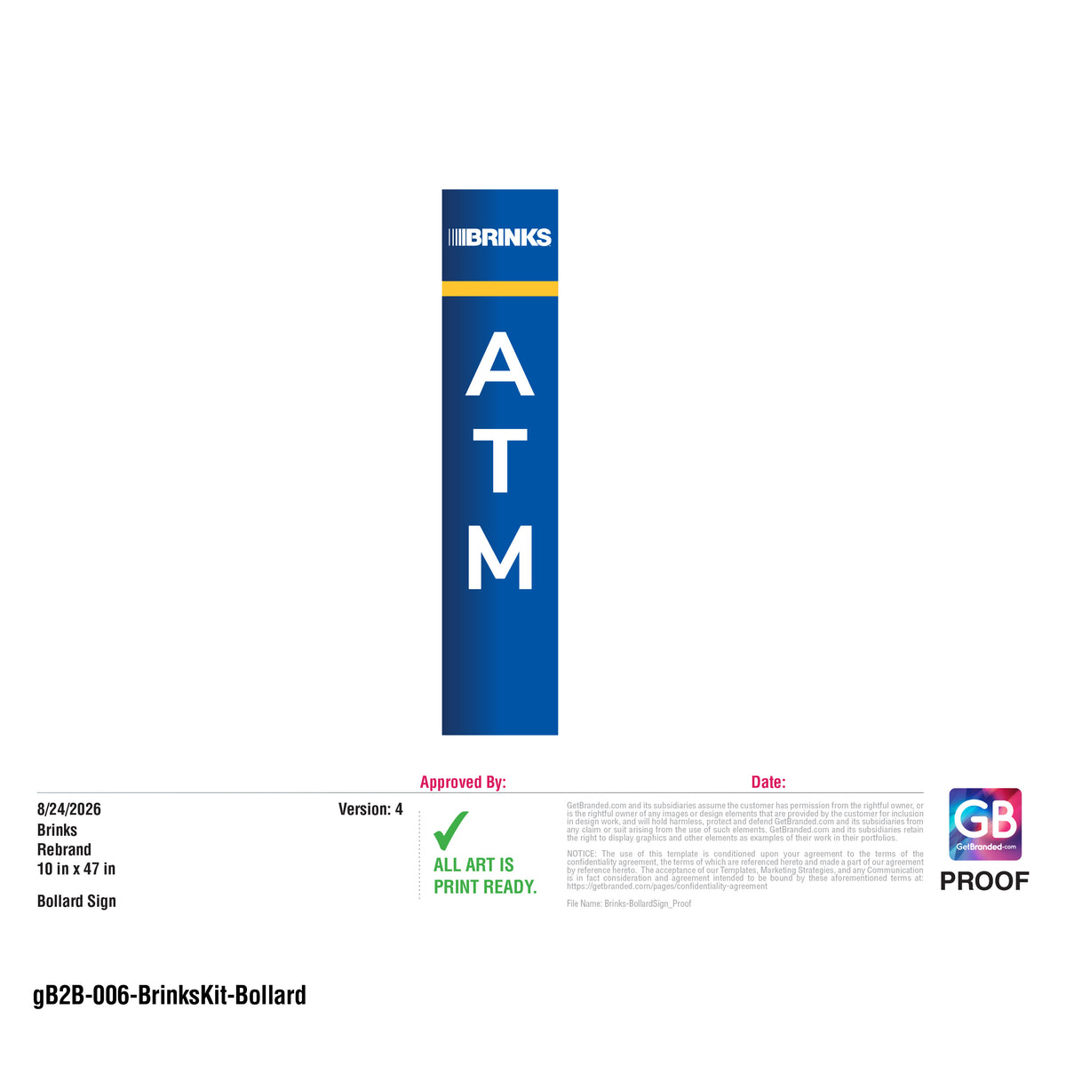 Brinks Bollard Sign