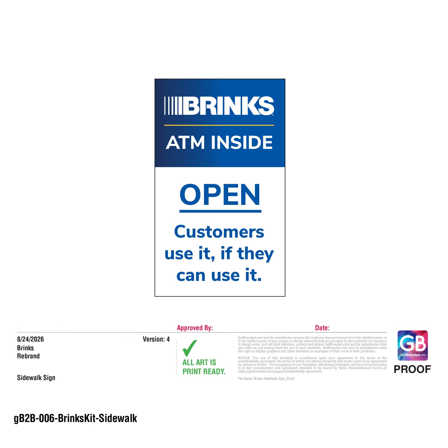 Brinks Sidewalk Decal