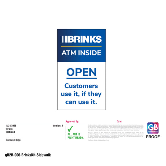 Brinks Double-Sided Sidewalk Sign (Hardware and 2 signs)
