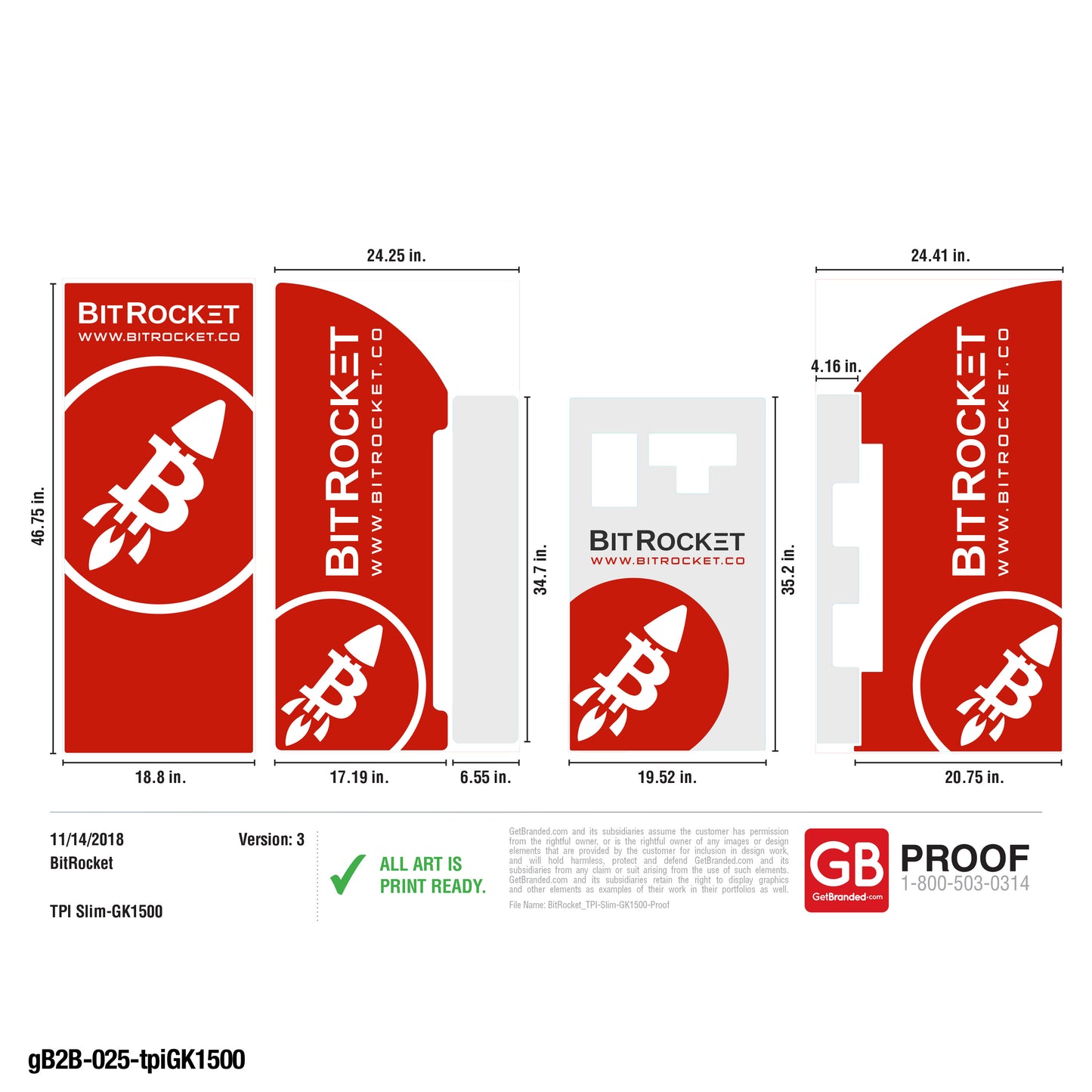 BitRocket TPI Slim GK-1500 ATM Vault Surround Wrap with Back