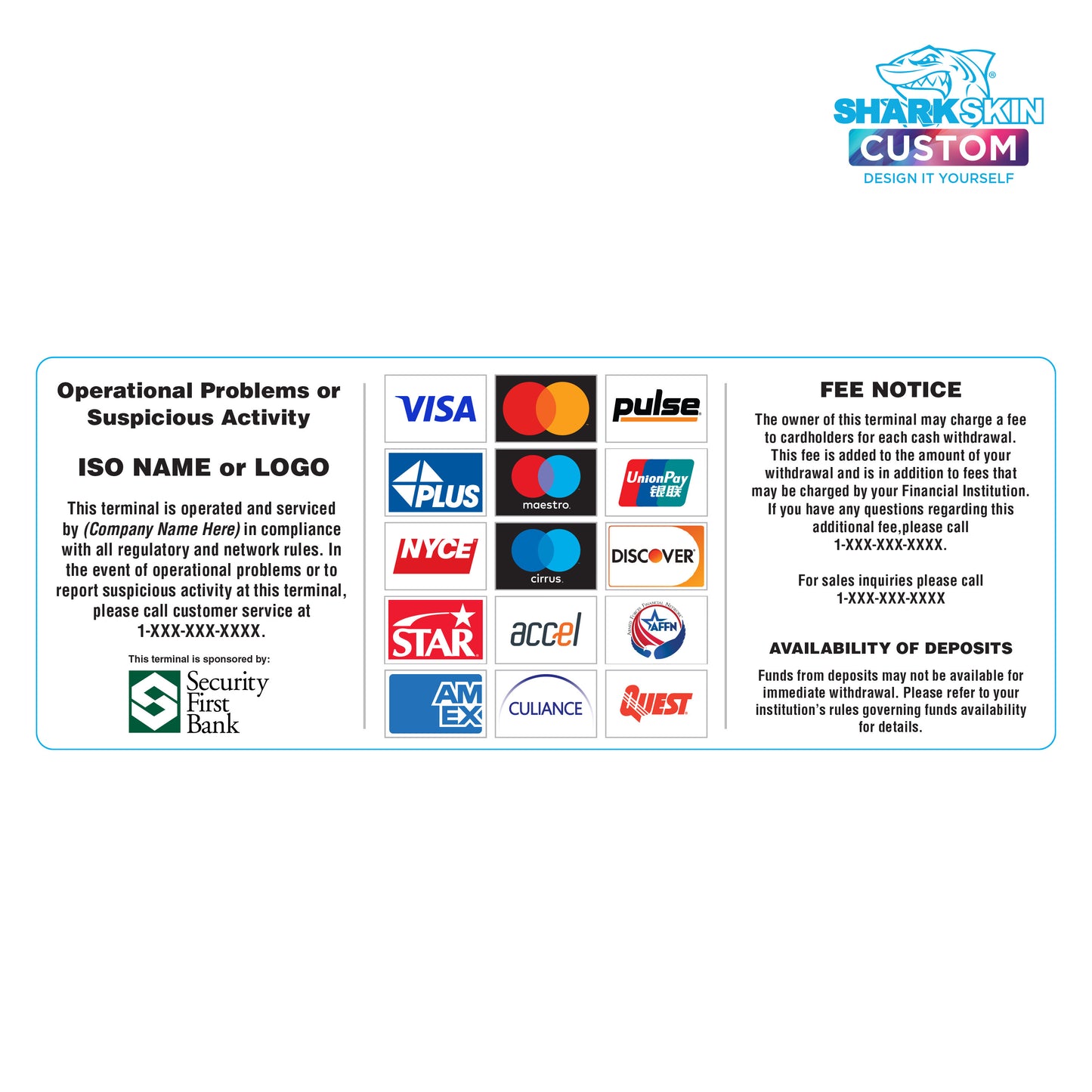 Security First Bank All-in-One Decal Option 3 - 10" x 4"