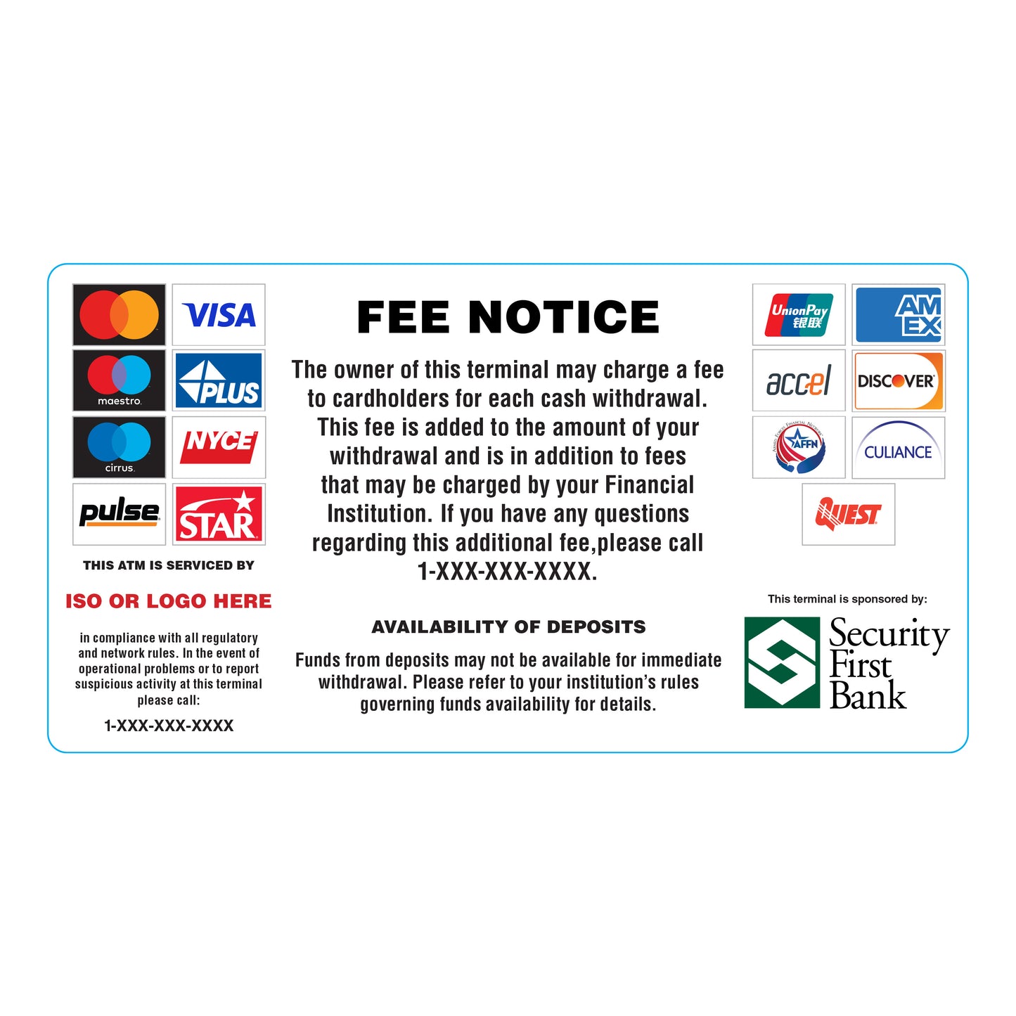 Security First Bank All-in-One Decal - 8" x 4"