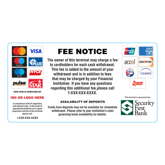 Security First Bank All-in-One Decal - 8" x 4"