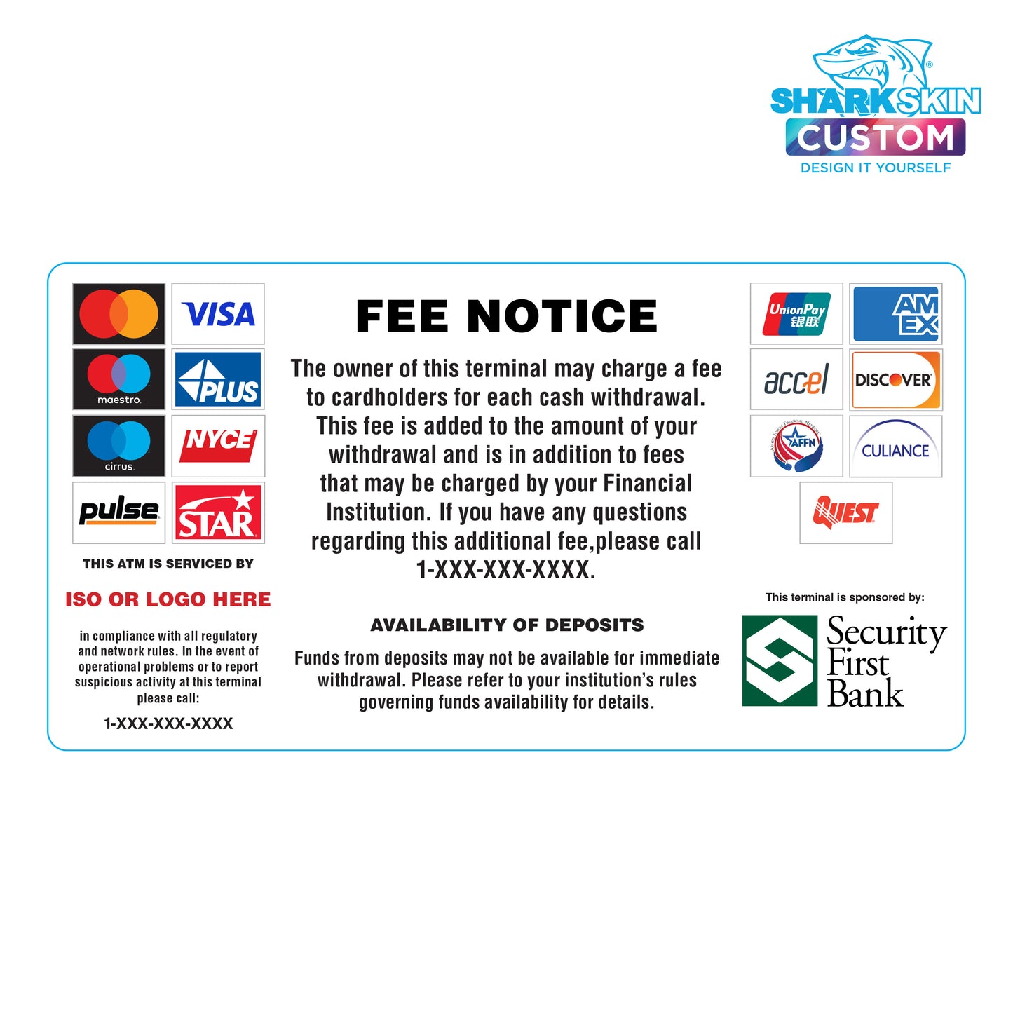 Security First Bank All-in-One Decal - 8" x 4"