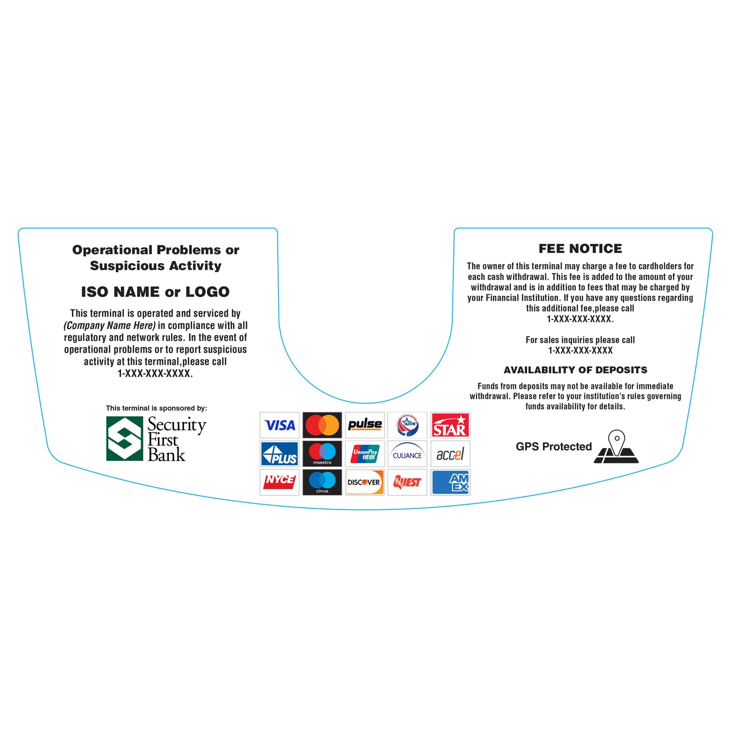Security First Bank Genmega 2500 Dispenser Decal