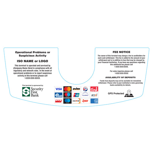 Security First Bank Genmega 2500 Dispenser Decal