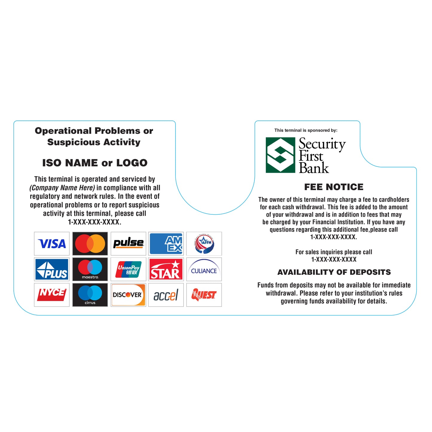 Security First Bank Genmega Onyx Dispenser Decal