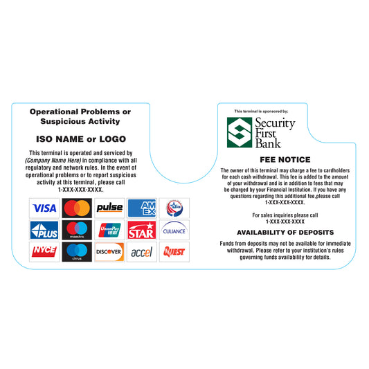 Security First Bank Genmega Onyx Dispenser Decal