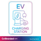 Electric Vehicle Charging Station Decal: A bold and durable design featuring bright colors and made of SharkSkin® material. Measures 5 inches by 7 inches, ideal for outdoor use. Promote clean energy and improve the visibility of your charging station with this easy-to-install decal. Measurement indicator