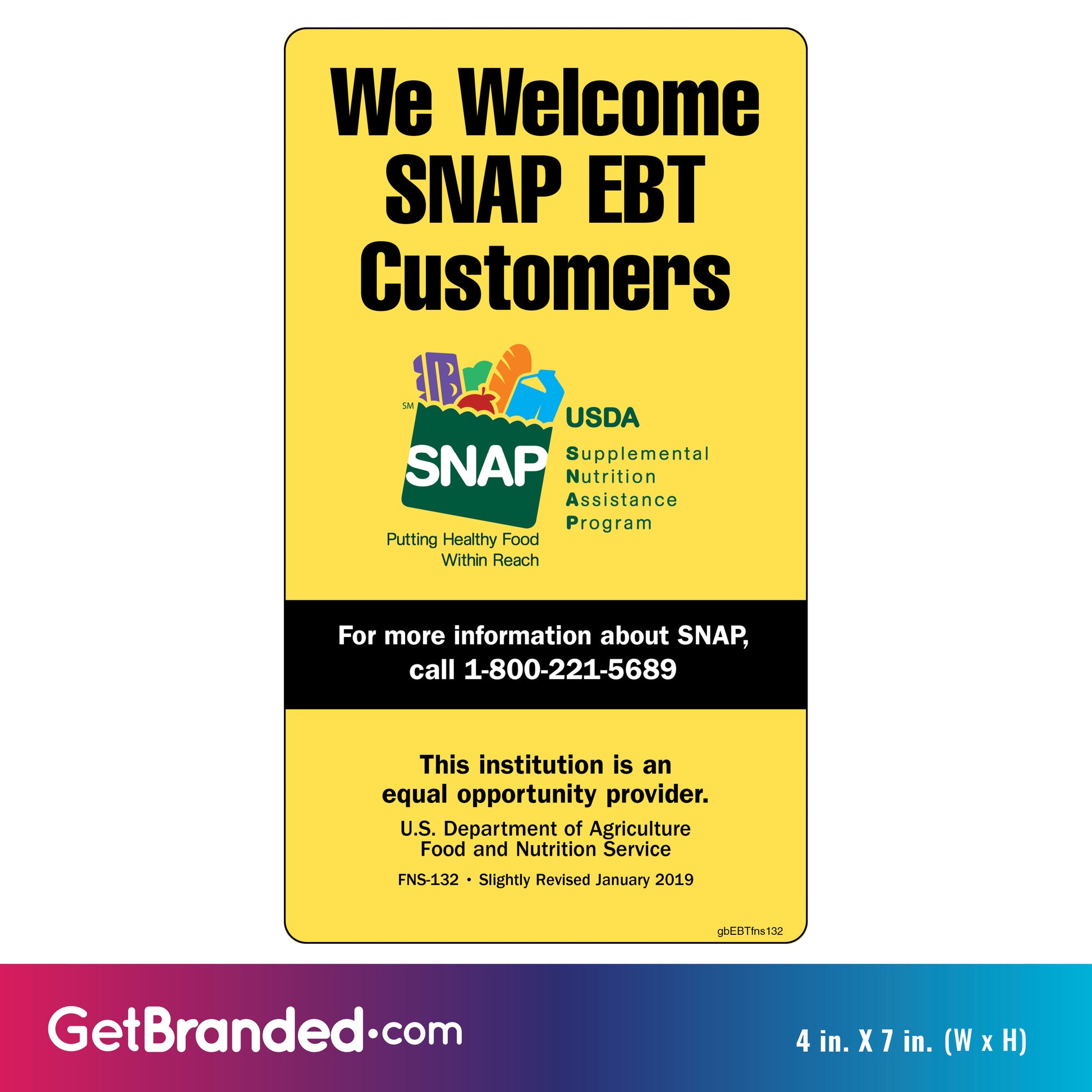 We welcome SNAP EBT customers sticker size guide