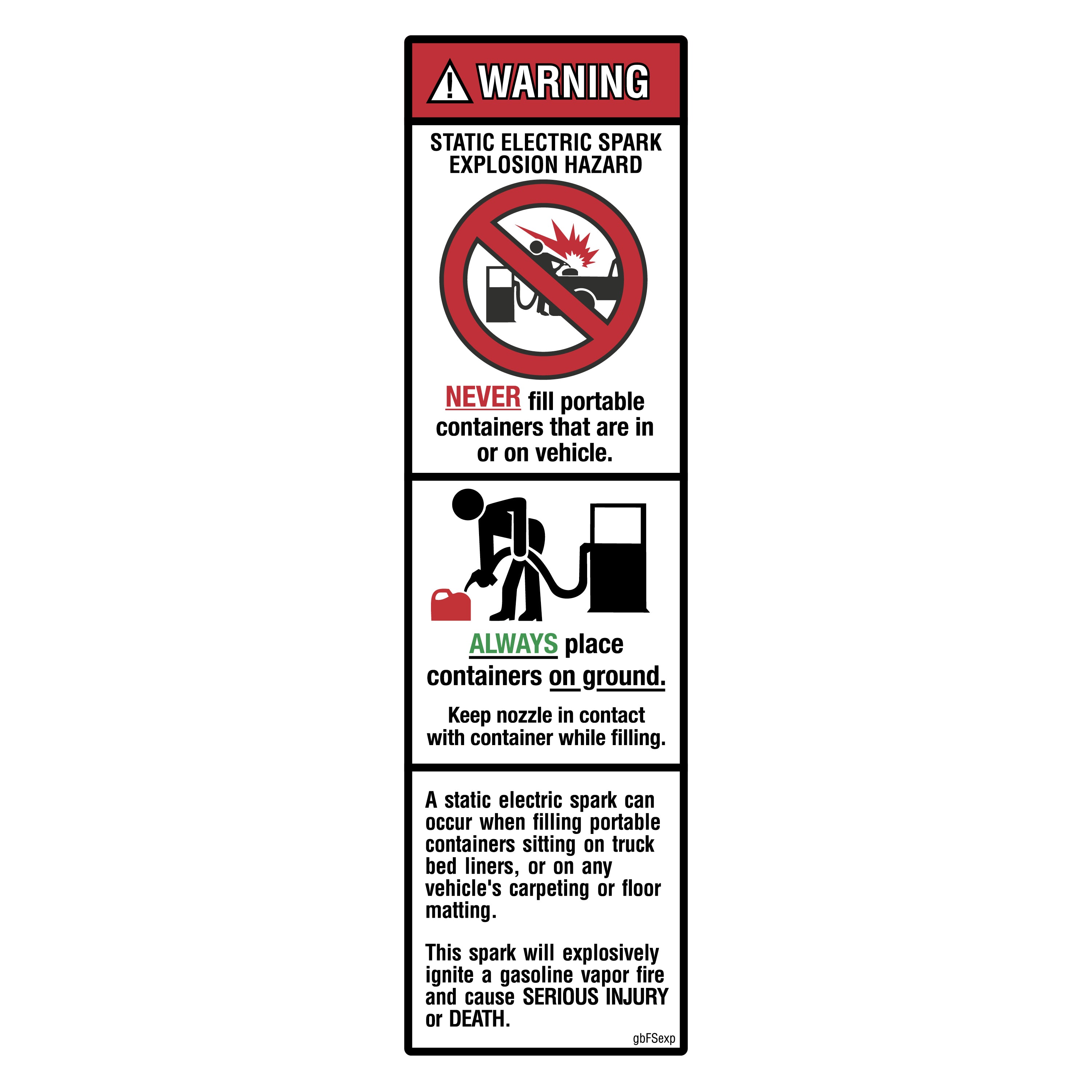 Fuel Pump Explosion Hazard Warning Decal | GetBranded.com