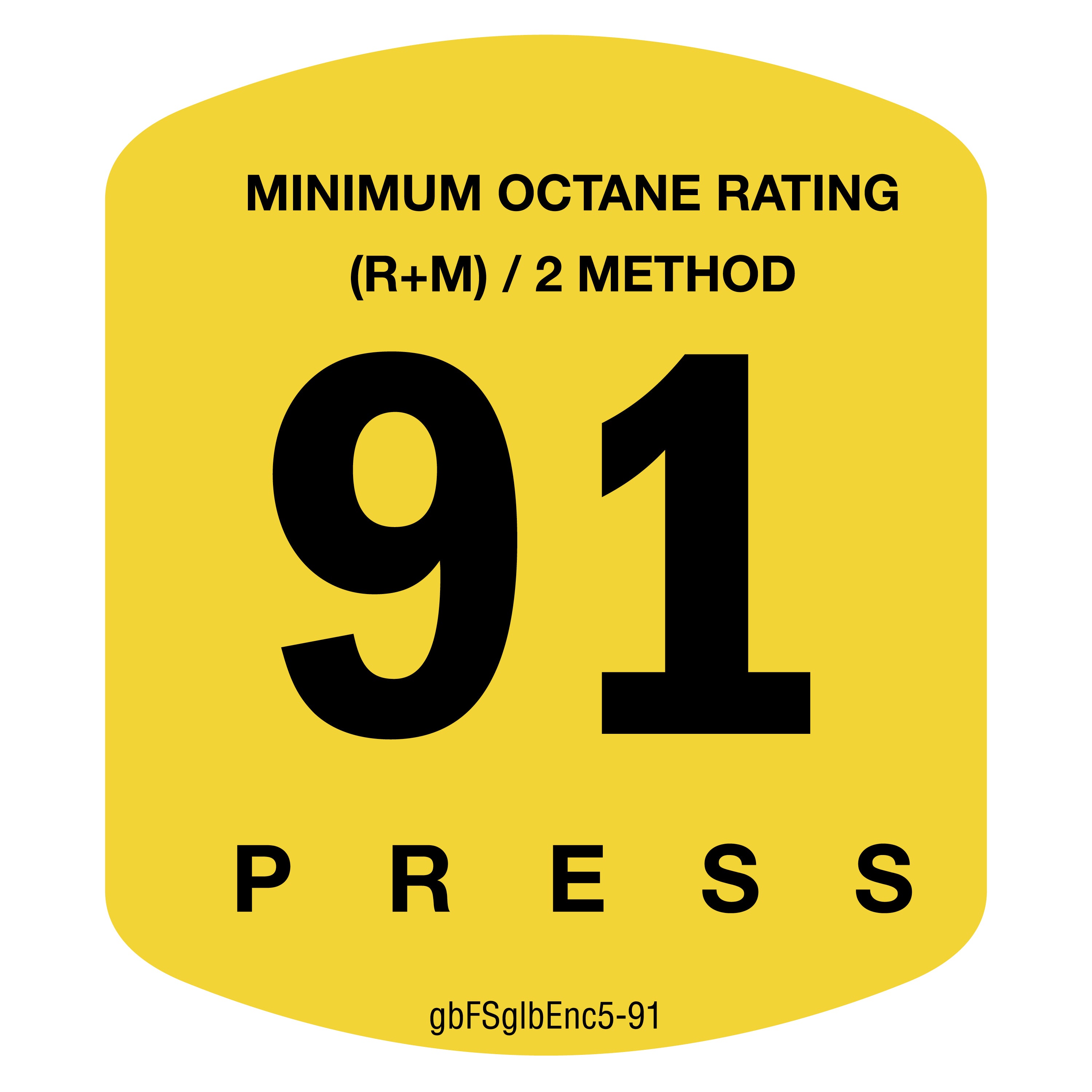 Gilbarco Encore S 91 Octane Rating Decal | GetBranded.com